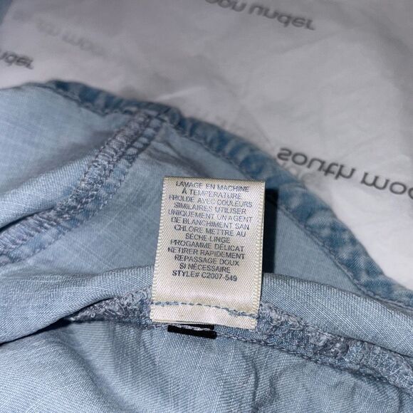 Cloth & Stone Western Style Tencel Chambray Denim Style Button Down Shirt Blue X - Picture 12 of 12